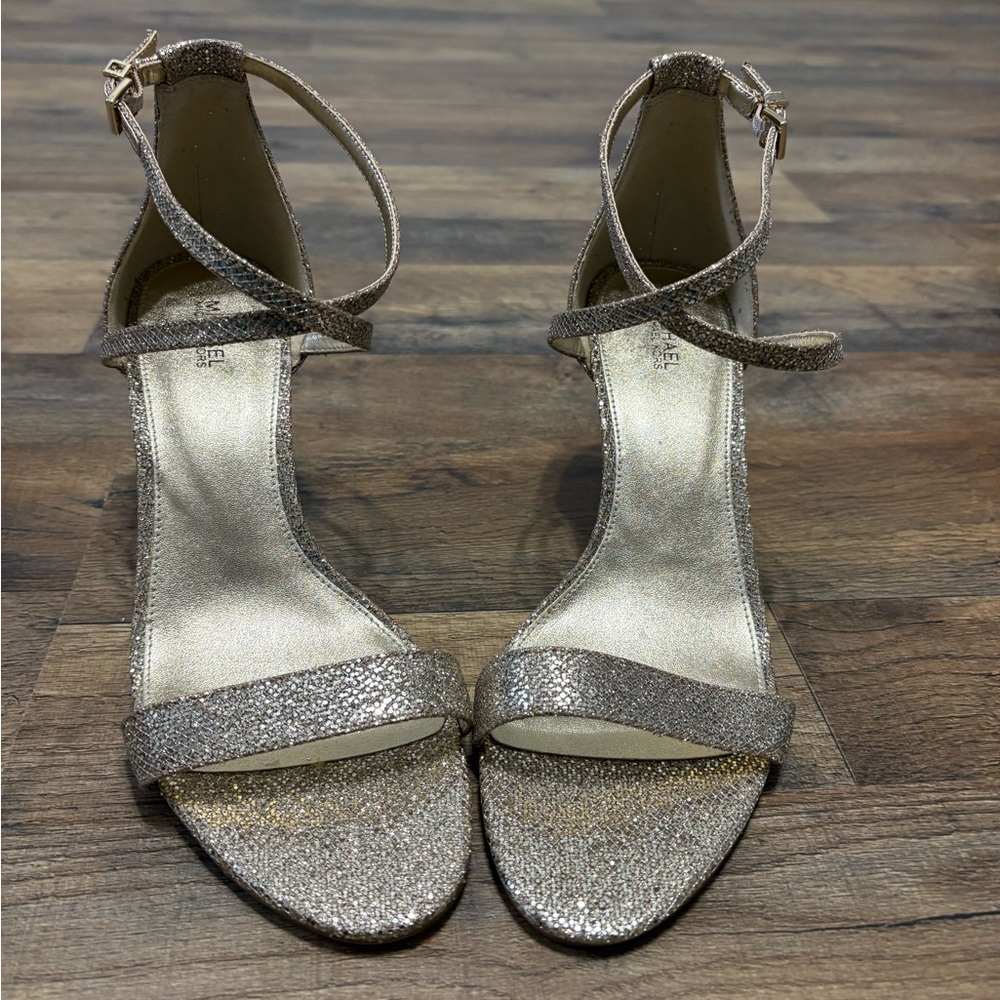 Metallic Glitter Ankle-Strap Women's Heels